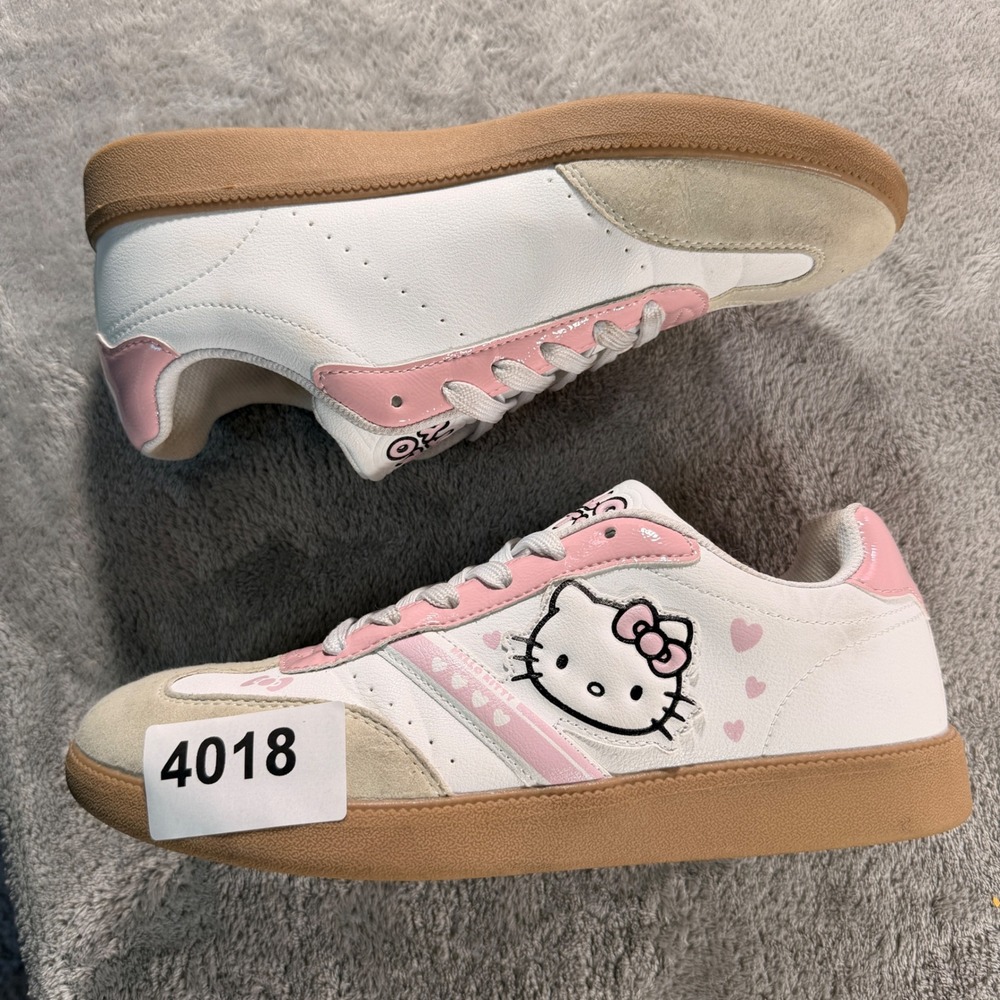 Hello Kitty Sneakers Women Size 10 White Pink Sanrio Low Top WMHK45BB002